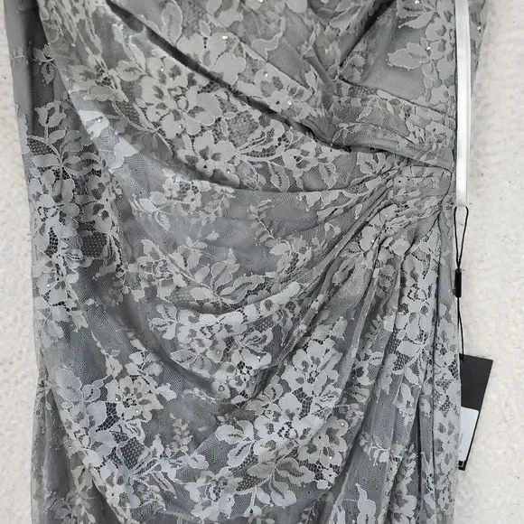 La Femme Portrait Neck Lace Gown Women's 14 Platinum Embellished Rhinestones - Picture 11 of 15